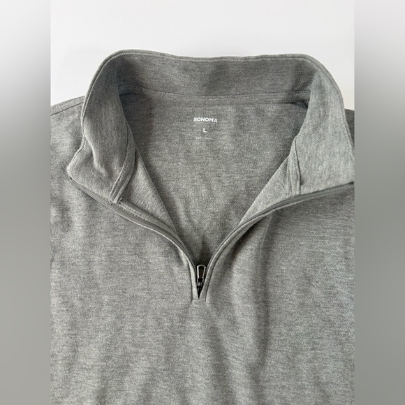 NWT Sonoma Men’s Essential Pique Quarter-Zip Heather Gray Size L - Picture 3 of 13